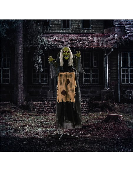HOMCOM 5'2" Hunchback Witch Halloween Animatronic, with Glowing Eyes - pic 210169 | FastDaddyshop