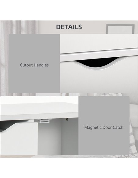 HOMCOM Bathroom Cabinet, Freestanding Storage Cabinet with 4 Drawers, Door Cupboard for Living Room, Kitchen, Bedroom, White - pic 21017 | FastDaddyshop