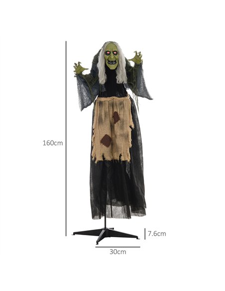 HOMCOM 5'2" Hunchback Witch Halloween Animatronic, with Glowing Eyes - pic 210170 | FastDaddyshop