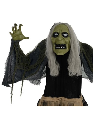 HOMCOM 5'2" Hunchback Witch Halloween Animatronic, with Glowing Eyes