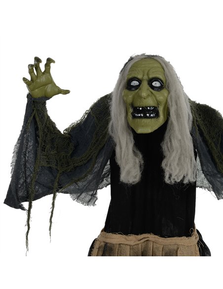HOMCOM 5'2" Hunchback Witch Halloween Animatronic, with Glowing Eyes - pic 210175 | FastDaddyshop