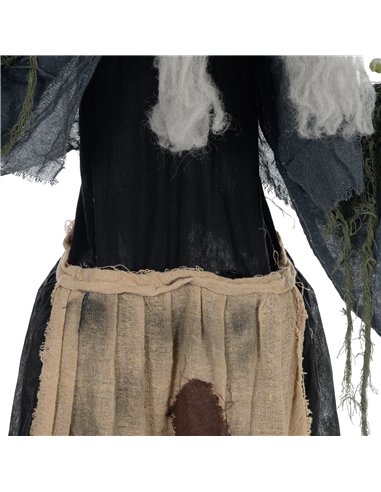 HOMCOM 5'2" Hunchback Witch Halloween Animatronic, with Glowing Eyes