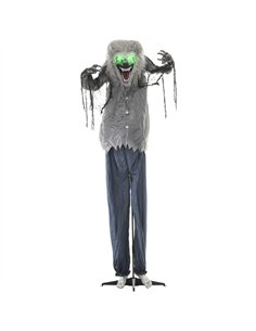 HOMCOM 6'8" Skeleton Werewolf Halloween Animatronic, with Glowing Eyes