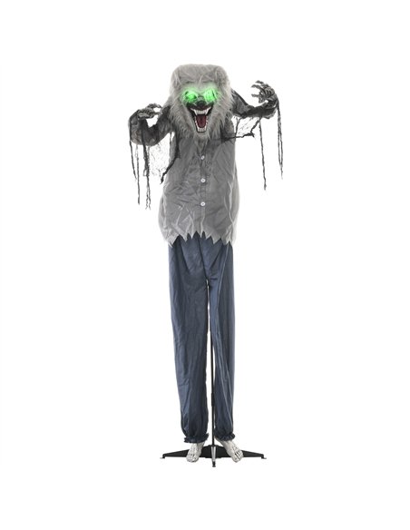 HOMCOM 6'8" Skeleton Werewolf Halloween Animatronic, with Glowing Eyes - pic 210195 | FastDaddyshop