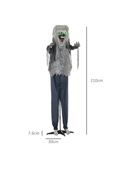 HOMCOM 6'8" Skeleton Werewolf Halloween Animatronic, with Glowing Eyes - pic 210197 | FastDaddyshop