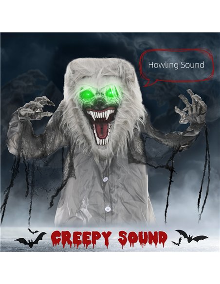 HOMCOM 6'8" Skeleton Werewolf Halloween Animatronic, with Glowing Eyes - pic 210198 | FastDaddyshop