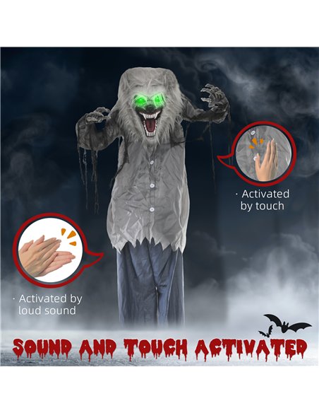 HOMCOM 6'8" Skeleton Werewolf Halloween Animatronic, with Glowing Eyes - pic 210200 | FastDaddyshop