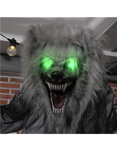 HOMCOM 6'8" Skeleton Werewolf Halloween Animatronic, with Glowing Eyes - pic 210202 | FastDaddyshop