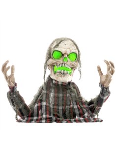 HOMCOM 70cm Groundbreaker Skeleton Halloween Animatronic, with Glowing Eyes
