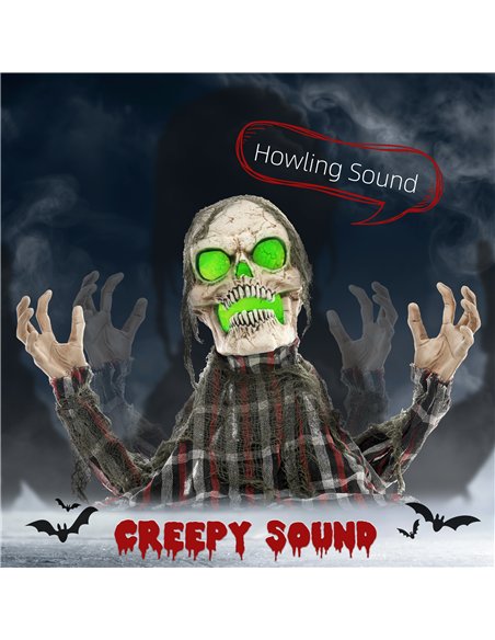HOMCOM 70cm Groundbreaker Skeleton Halloween Animatronic, with Glowing Eyes - pic 210216 | FastDaddyshop