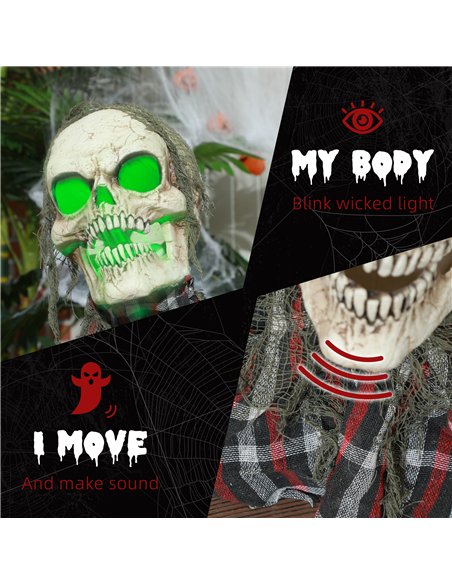 HOMCOM 70cm Groundbreaker Skeleton Halloween Animatronic, with Glowing Eyes - pic 210217 | FastDaddyshop