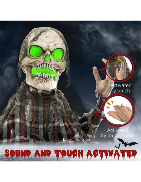 HOMCOM 70cm Groundbreaker Skeleton Halloween Animatronic, with Glowing Eyes - pic 210218 | FastDaddyshop