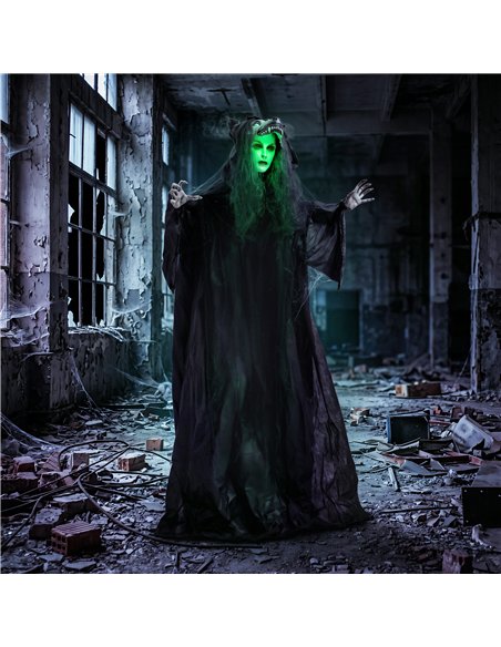 HOMCOM 67"/170cm Life Size Animated Ghost with Werewolf Mask, Halloween Decorations Outdoor Indoor, Scary Halloween Animatronic - pic 210223 | FastDaddyshop