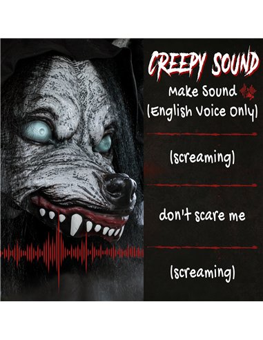 HOMCOM 67"/170cm Life Size Animated Ghost with Werewolf Mask, Halloween Decorations Outdoor Indoor, Scary Halloween Animatronic