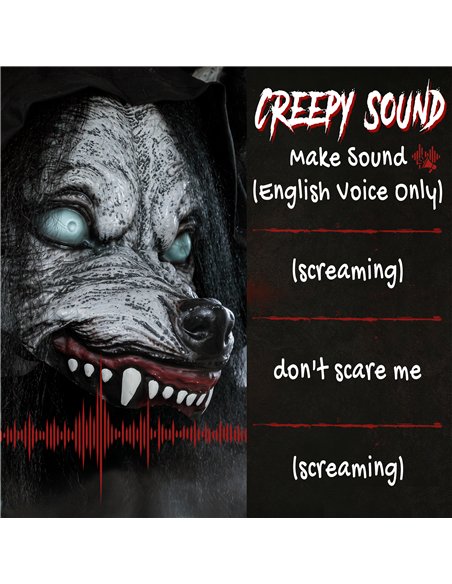 HOMCOM 67"/170cm Life Size Animated Ghost with Werewolf Mask, Halloween Decorations Outdoor Indoor, Scary Halloween Animatronic - pic 210228 | FastDaddyshop