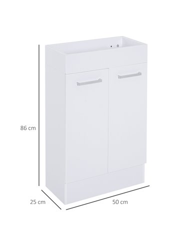 Kleankin Under Sink Bathroom Vanity Unit with Ceramic Basin, White