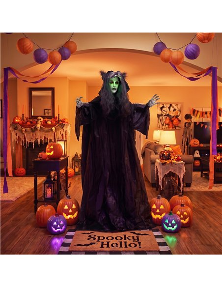HOMCOM 67"/170cm Life Size Animated Ghost with Werewolf Mask, Halloween Decorations Outdoor Indoor, Scary Halloween Animatronic - pic 210230 | FastDaddyshop