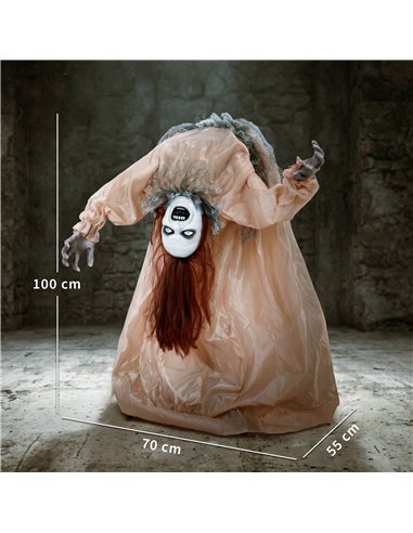 HOMCOM Animated Halloween Ghost, Halloween Animatronics with Creepy Screams, Glowing Eyes, Sound/Touch Activated