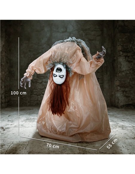 HOMCOM Animated Halloween Ghost, Halloween Animatronics with Creepy Screams, Glowing Eyes, Sound/Touch Activated - pic 210233 | FastDaddyshop