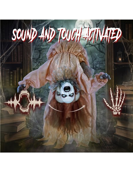 HOMCOM Animated Halloween Ghost, Halloween Animatronics with Creepy Screams, Glowing Eyes, Sound/Touch Activated - pic 210235 | FastDaddyshop