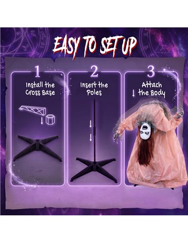 HOMCOM Animated Halloween Ghost, Halloween Animatronics with Creepy Screams, Glowing Eyes, Sound/Touch Activated