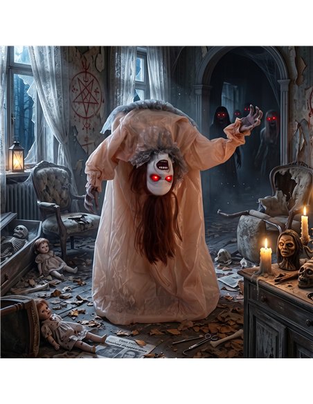 HOMCOM Animated Halloween Ghost, Halloween Animatronics with Creepy Screams, Glowing Eyes, Sound/Touch Activated - pic 210239 | FastDaddyshop