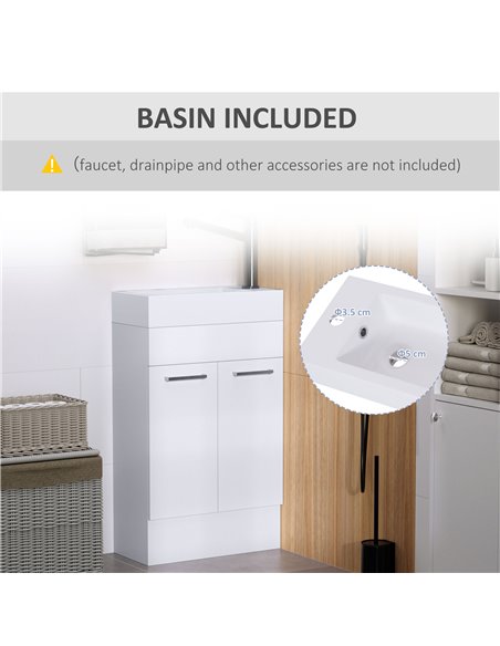 Kleankin Under Sink Bathroom Vanity Unit with Ceramic Basin, White - pic 21024 | FastDaddyshop