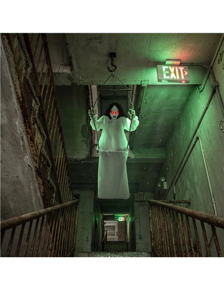 HOMCOM 170cm Animated Hanging Swing Ghost Halloween Decoration, Sound Touch Activated Ghost Halloween Animatronic - pic 210256 | FastDaddyshop