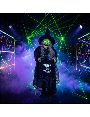 HOMCOM 94cm Animated Witch Halloween Decoration, Scary Halloween Animatronics Decor with Sound Touch Activated & Light Up Eyes