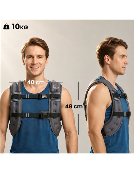 HOMCOM 10KG Weighted Vest, Running Weight Vest with Adjustable Strap, Convenient Pocket and Reflective Strips for Men and Women - pic 210269 | FastDaddyshop