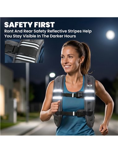 HOMCOM 10KG Weighted Vest, Running Weight Vest with Adjustable Strap, Convenient Pocket and Reflective Strips for Men and Women
