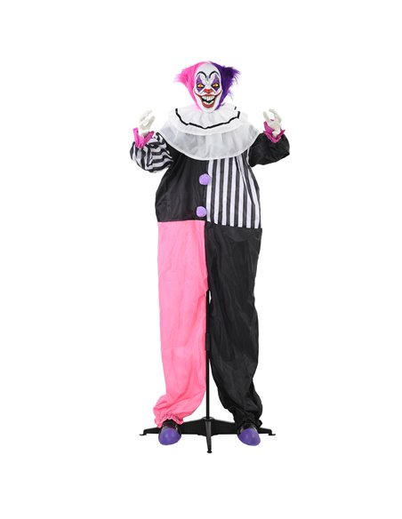 HOMCOM 5'6" Scary Laughing Clown Halloween Animatronic, with Glowing Eyes - pic 210285 | FastDaddyshop