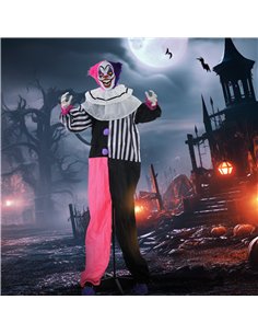 HOMCOM 5'6" Scary Laughing Clown Halloween Animatronic, with Glowing Eyes 2