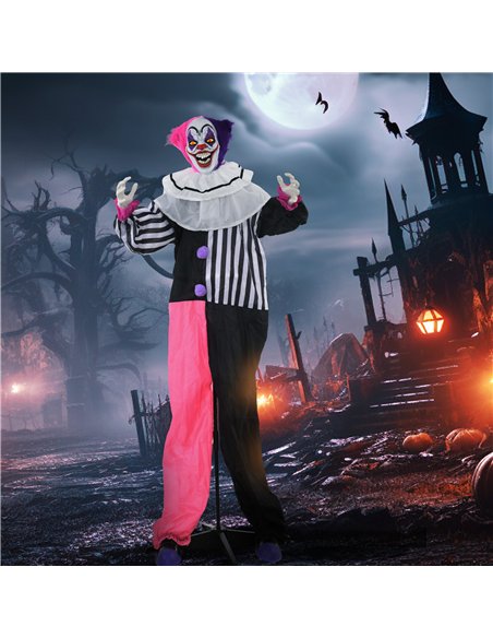 HOMCOM 5'6" Scary Laughing Clown Halloween Animatronic, with Glowing Eyes - pic 210286 | FastDaddyshop