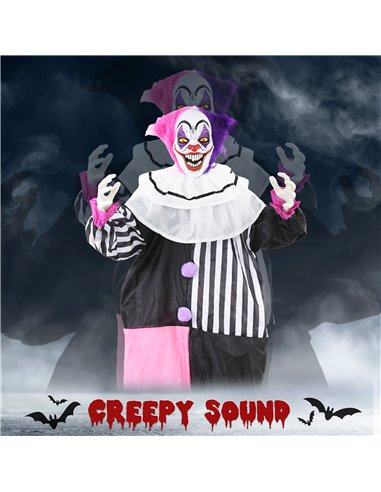 HOMCOM 5'6" Scary Laughing Clown Halloween Animatronic, with Glowing Eyes