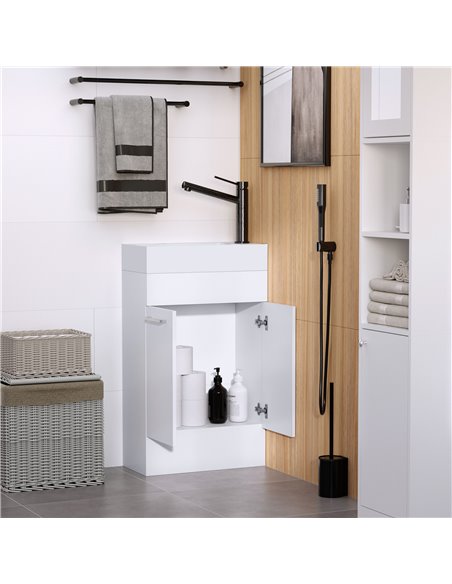 kleankin Under Sink Bathroom Vanity Unit Ceramic Basin Sink Cloakroom Storage Cabinet Home Furniture - pic 21029 | FastDaddyshop