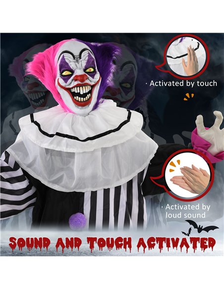 HOMCOM 5'6" Scary Laughing Clown Halloween Animatronic, with Glowing Eyes - pic 210290 | FastDaddyshop