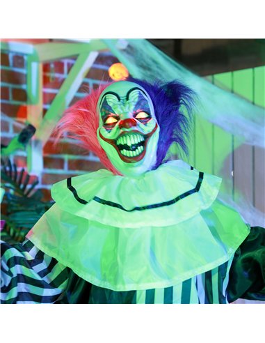 HOMCOM 5'6" Scary Laughing Clown Halloween Animatronic, with Glowing Eyes