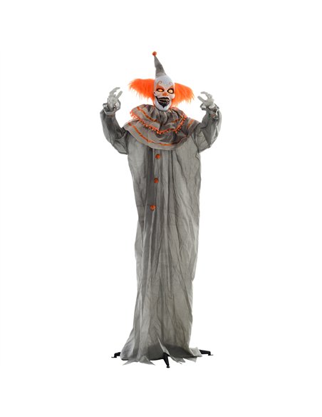 HOMCOM 6' Orange Clown Halloween Animatronic, with Glowing Eyes - pic 210294 | FastDaddyshop