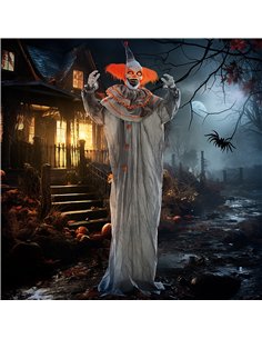 HOMCOM 6' Orange Clown Halloween Animatronic, with Glowing Eyes 2