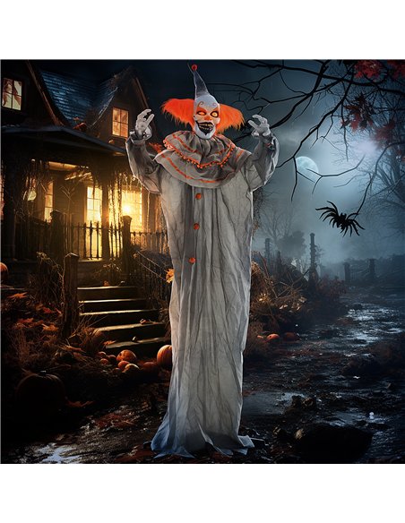 HOMCOM 6' Orange Clown Halloween Animatronic, with Glowing Eyes - pic 210295 | FastDaddyshop