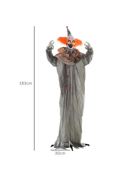 HOMCOM 6' Orange Clown Halloween Animatronic, with Glowing Eyes - pic 210296 | FastDaddyshop