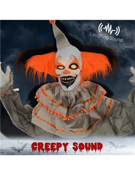 HOMCOM 6' Orange Clown Halloween Animatronic, with Glowing Eyes - pic 210297 | FastDaddyshop