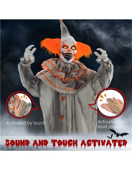 HOMCOM 6' Orange Clown Halloween Animatronic, with Glowing Eyes - pic 210299 | FastDaddyshop