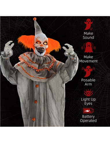 HOMCOM 6' Orange Clown Halloween Animatronic, with Glowing Eyes