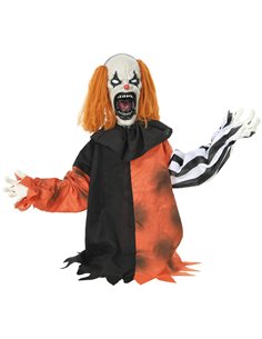 HOMCOM Animated Halloween Face Changing Clown, Animatronic Joker with Cackling Sound, Glowing Eyes, Sound/Touch Activated