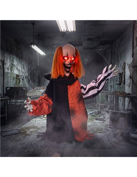 HOMCOM Animated Halloween Face Changing Clown, Animatronic Joker with Cackling Sound, Glowing Eyes, Sound/Touch Activated - pic 210304 | FastDaddyshop
