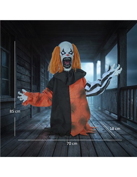HOMCOM Animated Halloween Face Changing Clown, Animatronic Joker with Cackling Sound, Glowing Eyes, Sound/Touch Activated - pic 210305 | FastDaddyshop
