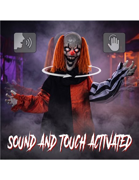 HOMCOM Animated Halloween Face Changing Clown, Animatronic Joker with Cackling Sound, Glowing Eyes, Sound/Touch Activated - pic 210307 | FastDaddyshop
