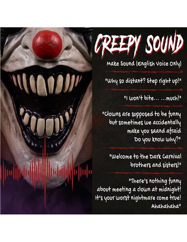 HOMCOM Animated Halloween Face Changing Clown, Animatronic Joker with Cackling Sound, Glowing Eyes, Sound/Touch Activated